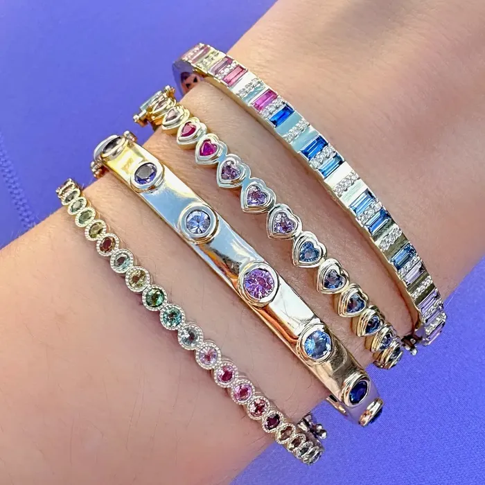 Three Stories Jewelry Bracelets Hammered Tourmaline Bezel Bangle