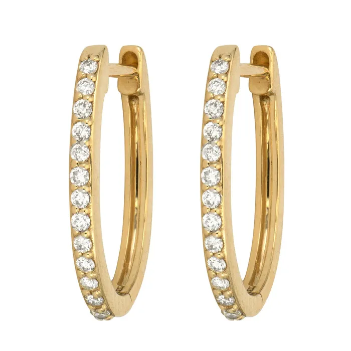 Three Stories Jewelry Earrings Classic Small Oval Pave Hoop