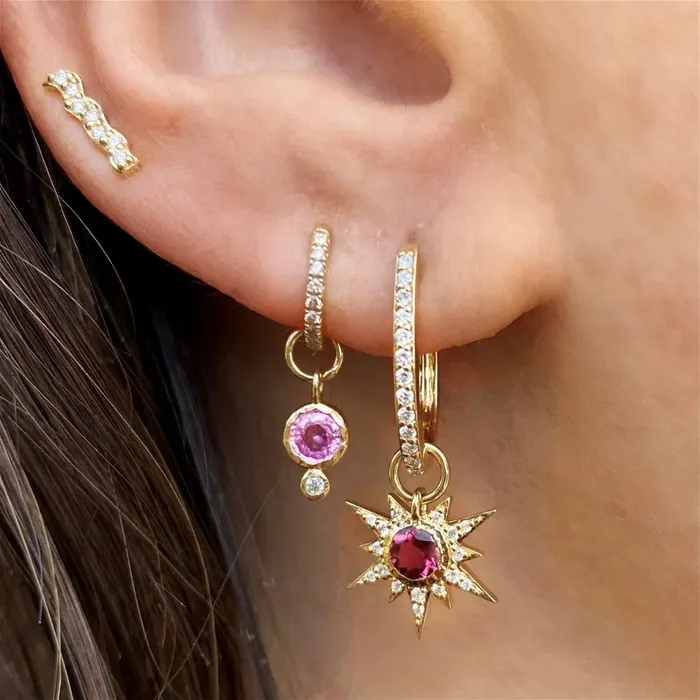 Three Stories Jewelry Earrings Classic Small Oval Pave Hoop