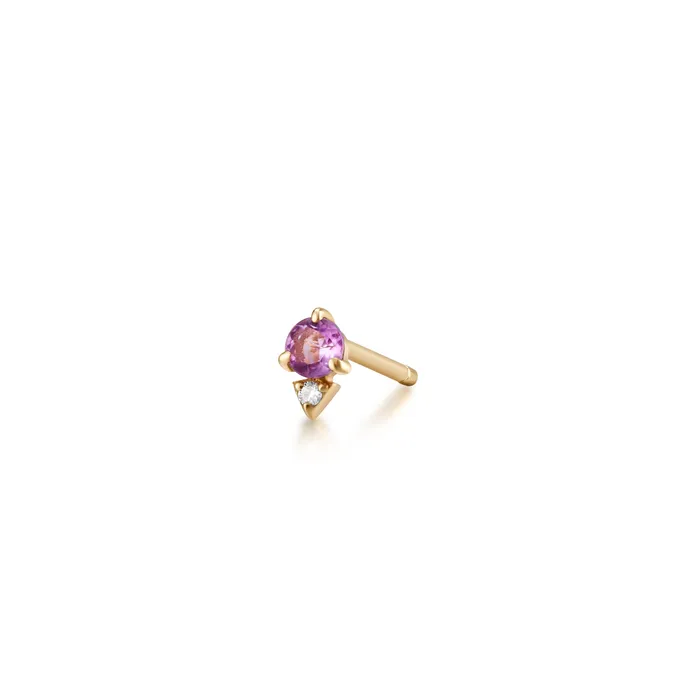 TIANA Amethyst and Diamond Single Stud Earring AURELIE GI Earrings