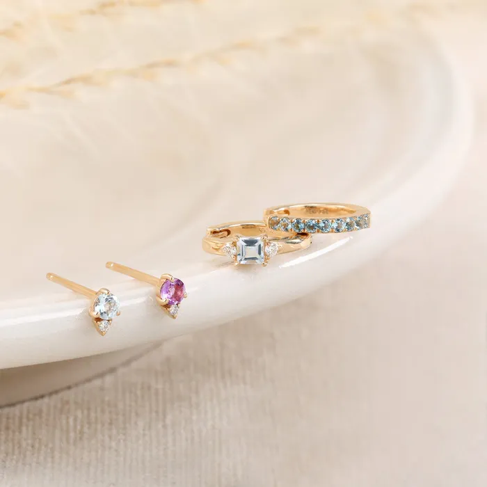 TIANA Amethyst and Diamond Single Stud Earring AURELIE GI Earrings