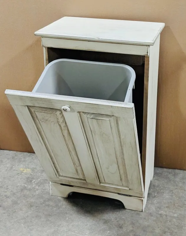 Tilt Bin Antique White Pick Up Only Spring Water Woodcraft Rings