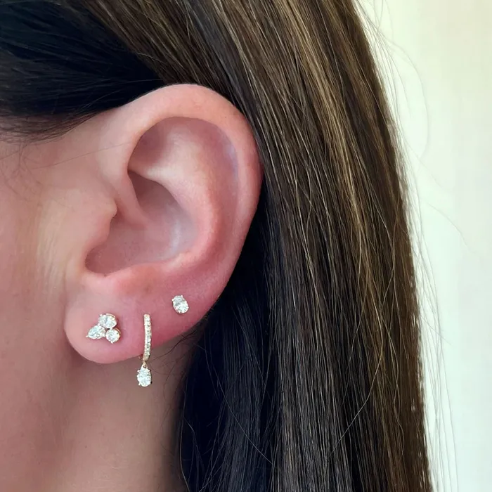 TRIPLE DIAMOND CLUSTER STUD EARRINGS ef collection Earrings