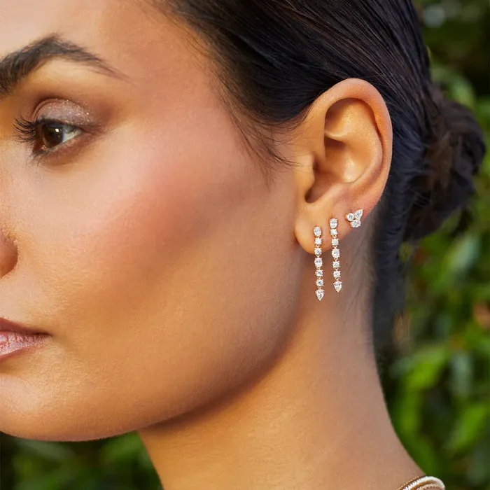 TRIPLE DIAMOND CLUSTER STUD EARRINGS ef collection Earrings