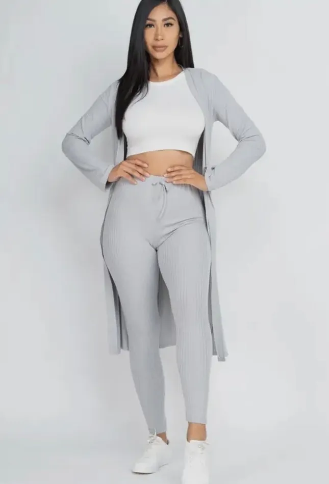 Vanilla Monkey Earrings Long Cardigan Leggings Set