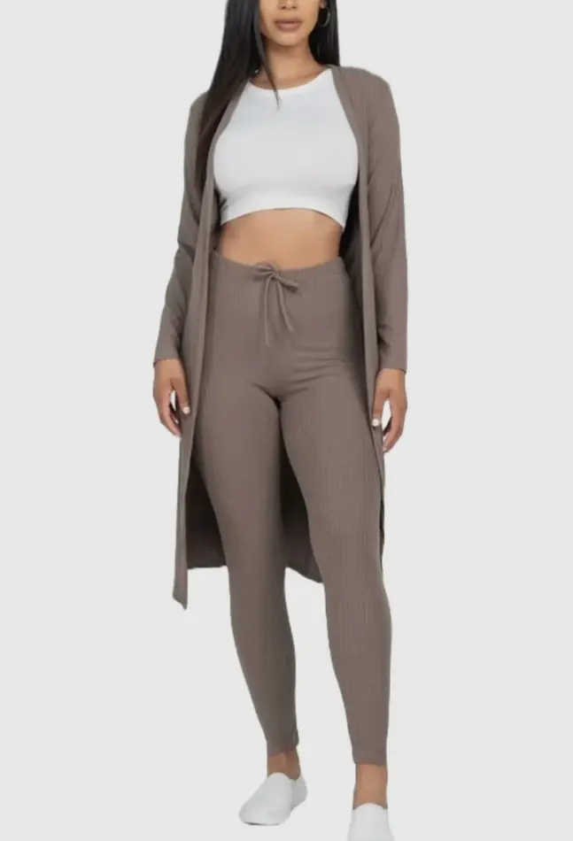 Vanilla Monkey Earrings Long Cardigan Leggings Set
