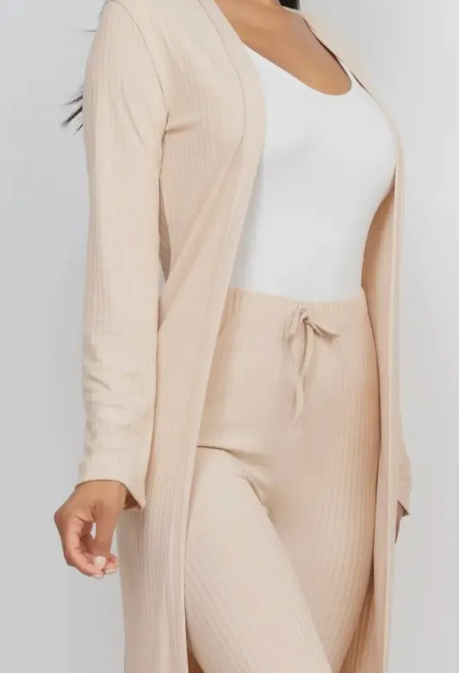 Vanilla Monkey Earrings Long Cardigan Leggings Set