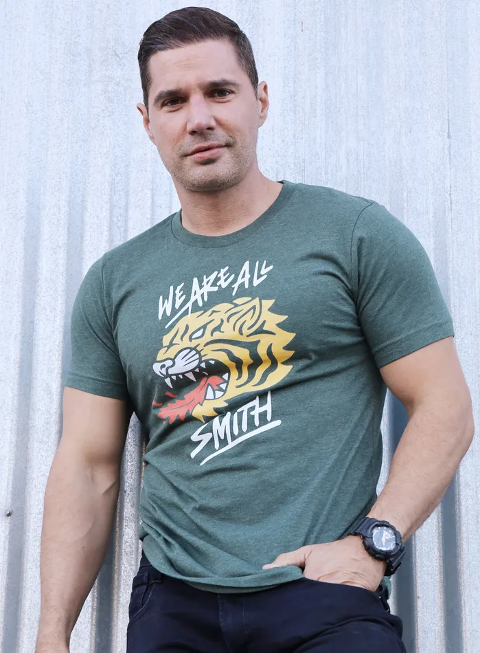 WAAS Tiger Green Heather Short Sleeve Unisex tshirt WE ARE ALL SMITH Mens Jewelry Clothing Earrings