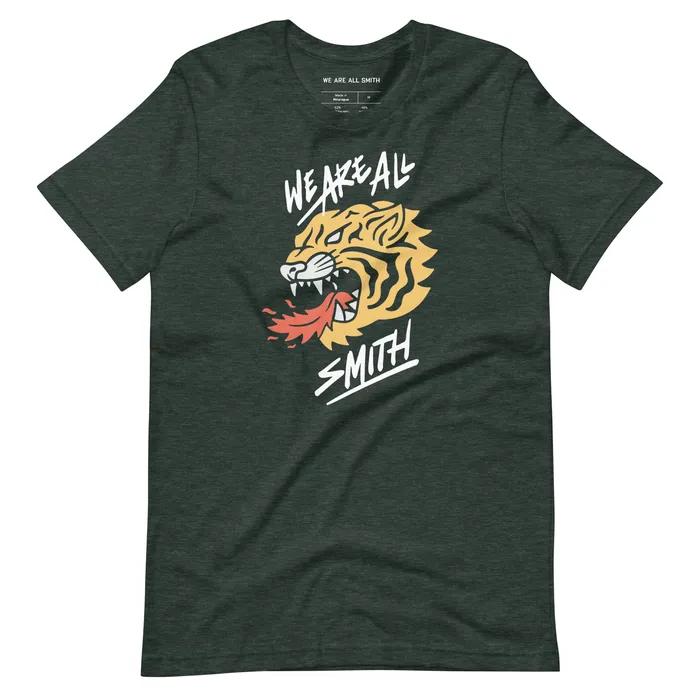 WAAS Tiger Green Heather Short Sleeve Unisex tshirt WE ARE ALL SMITH Mens Jewelry Clothing Earrings