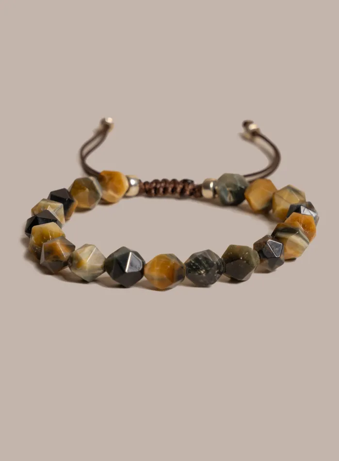 WE ARE ALL SMITH Mens Jewelry Clothing Bracelets Golden Blue Tiger Eye and Sterling Silver Bracelet for Men