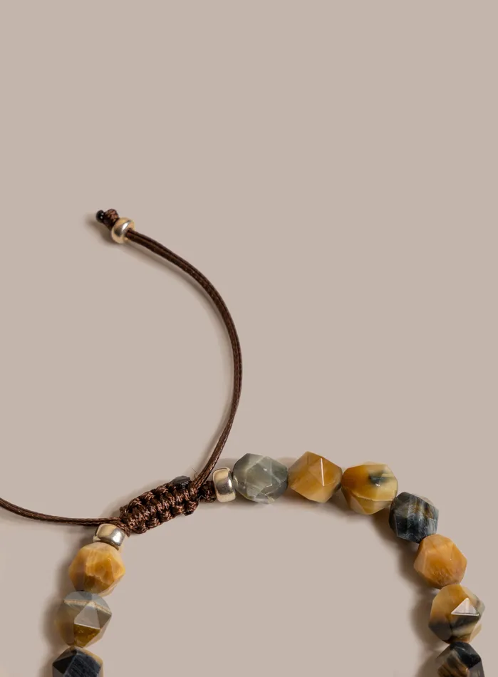WE ARE ALL SMITH Mens Jewelry Clothing Bracelets Golden Blue Tiger Eye and Sterling Silver Bracelet for Men