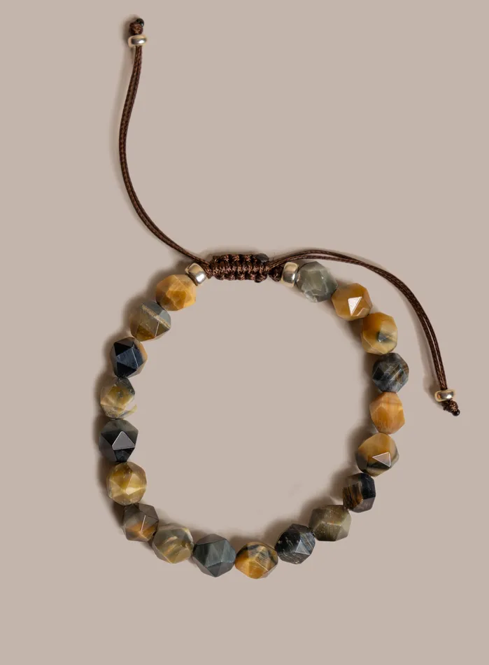 WE ARE ALL SMITH Mens Jewelry Clothing Bracelets Golden Blue Tiger Eye and Sterling Silver Bracelet for Men