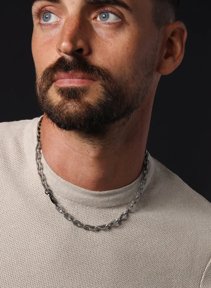 WE ARE ALL SMITH Mens Jewelry Clothing Necklaces 925 Oxidized Sterling Silver Collar Inspired Chain Necklace for Men