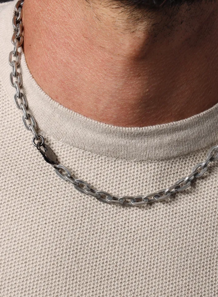WE ARE ALL SMITH Mens Jewelry Clothing Necklaces 925 Oxidized Sterling Silver Collar Inspired Chain Necklace for Men