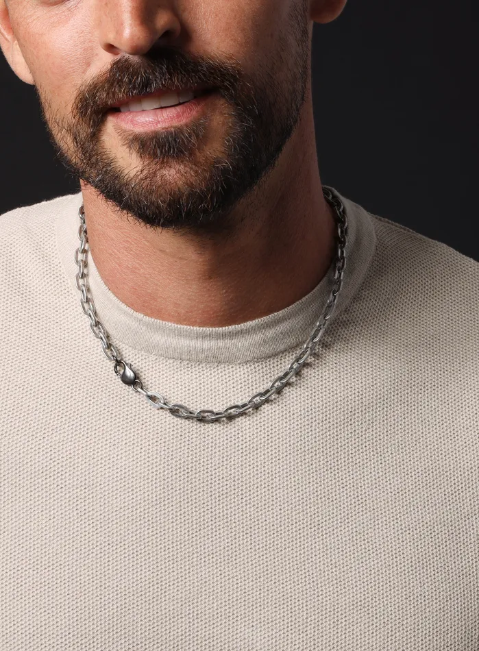 WE ARE ALL SMITH Mens Jewelry Clothing Necklaces 925 Oxidized Sterling Silver Collar Inspired Chain Necklace for Men