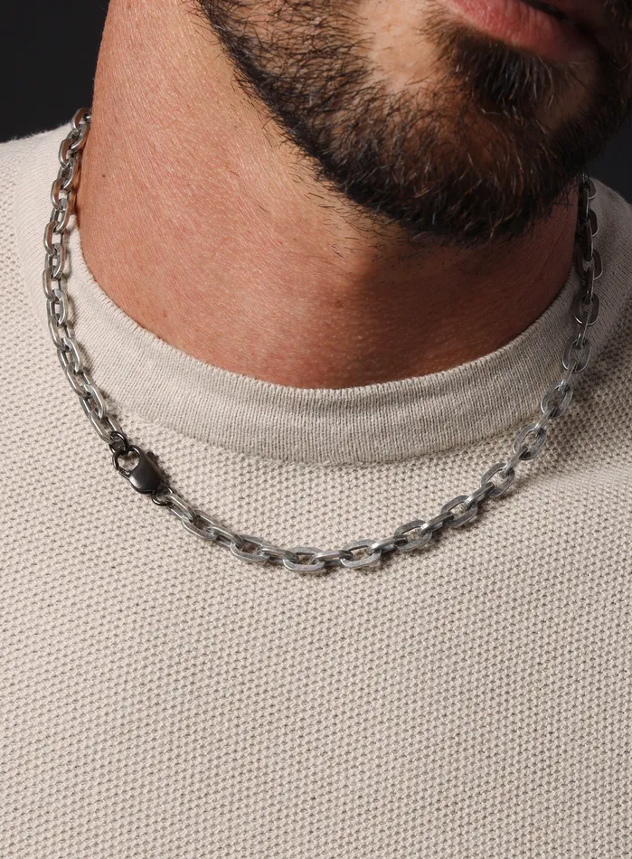 WE ARE ALL SMITH Mens Jewelry Clothing Necklaces 925 Oxidized Sterling Silver Collar Inspired Chain Necklace for Men