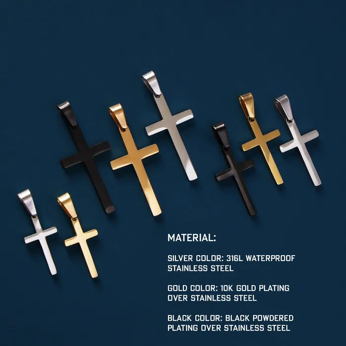 WE ARE ALL SMITH Mens Jewelry Clothing Necklaces Gold Silver or Black Cross Pendant