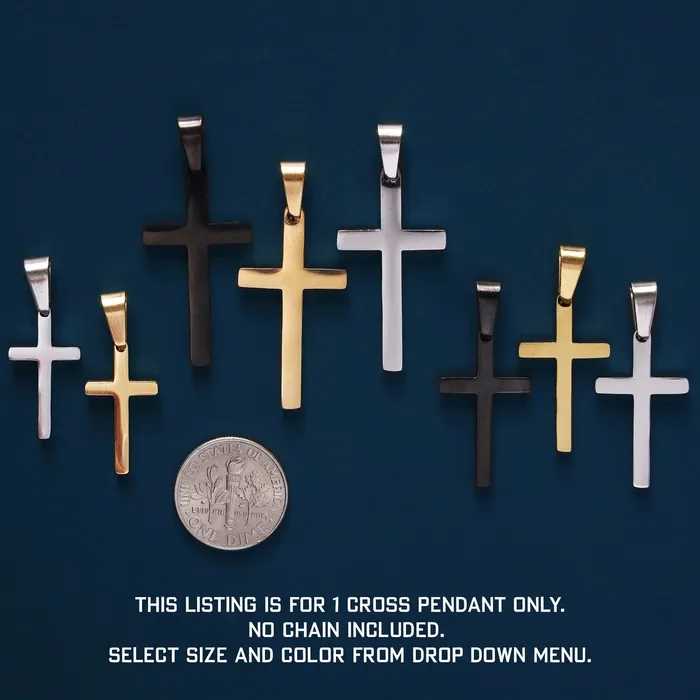 WE ARE ALL SMITH Mens Jewelry Clothing Necklaces Gold Silver or Black Cross Pendant