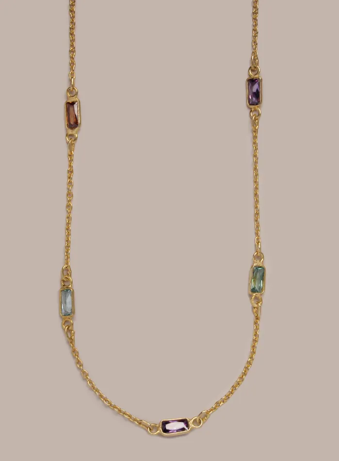 WE ARE ALL SMITH Mens Jewelry Clothing Necklaces MultiColor CZ Gemstone Gold Chain Necklace