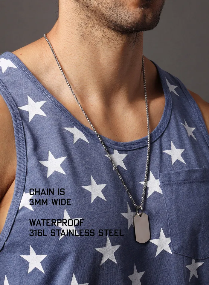 WE ARE ALL SMITH Mens Jewelry Clothing Necklaces Waterproof Dog Tag Necklace for Men