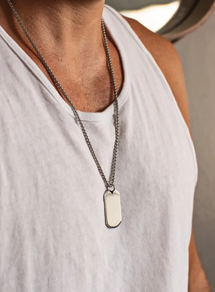WE ARE ALL SMITH Mens Jewelry Clothing Necklaces Waterproof Dog Tag Necklace for Men