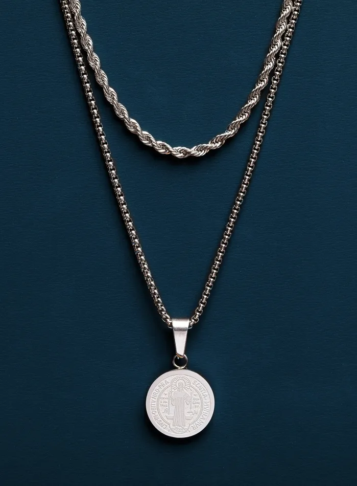 WE ARE ALL SMITH Mens Jewelry Clothing Necklaces Waterproof Saint Benedict Necklace Set
