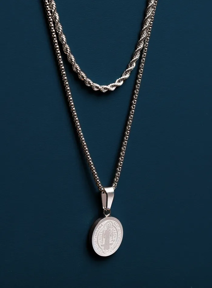 WE ARE ALL SMITH Mens Jewelry Clothing Necklaces Waterproof Saint Benedict Necklace Set