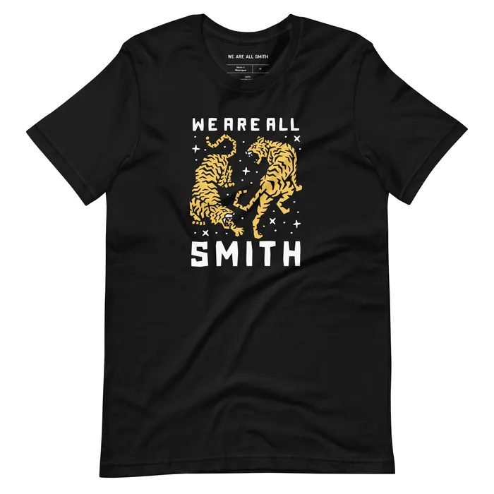 WE ARE ALL SMITH Mens Jewelry Clothing Rings Unisex Double Tigers Black Short Sleeve tshirt