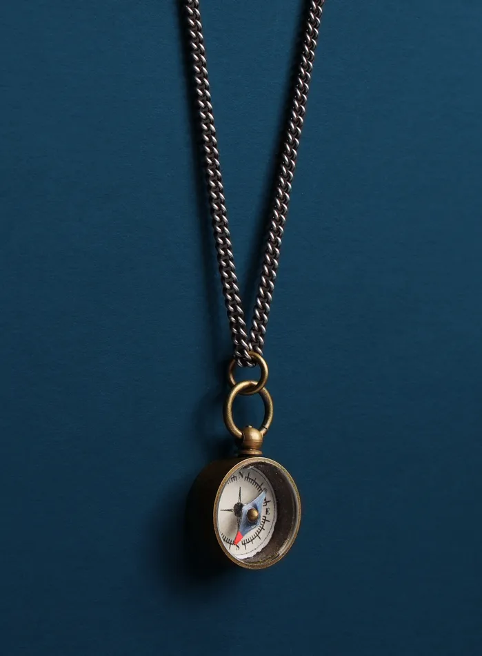 We Are All Smith Miniature Antiqued Compass Necklace for Men Necklaces
