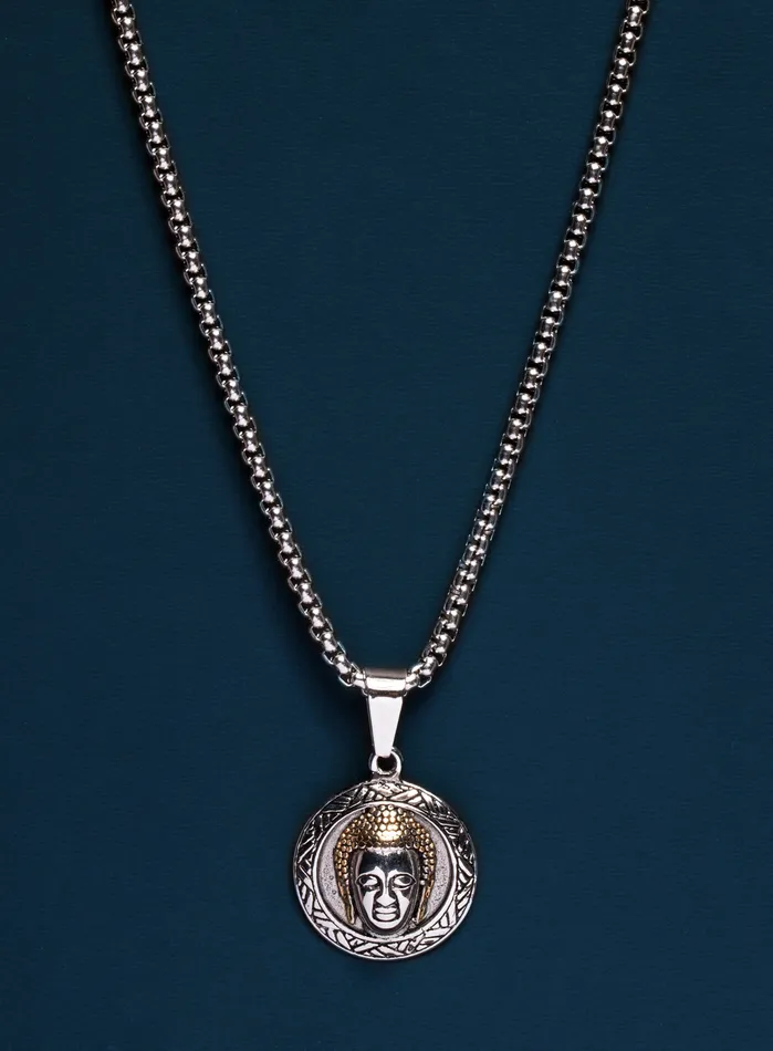 We Are All Smith Necklaces Stainless Steel Buddha Head Pendant Necklace for Men