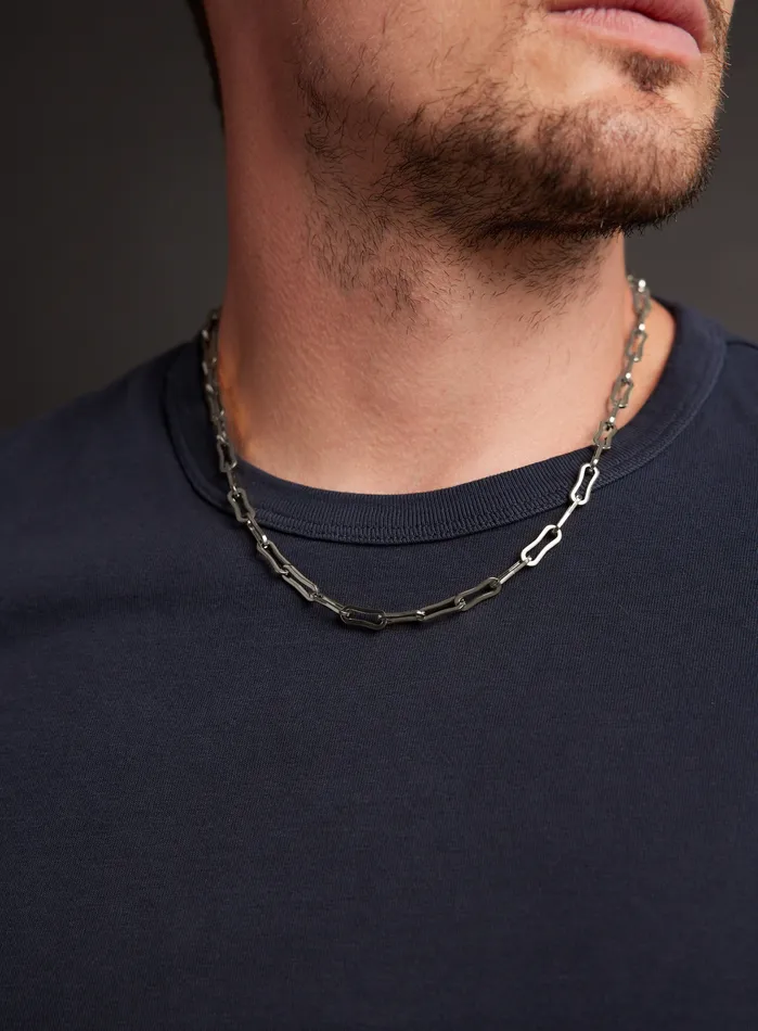 WE ARE ALL SMITH Necklaces Waterproof Mens Silver Large Cable Chain Necklace