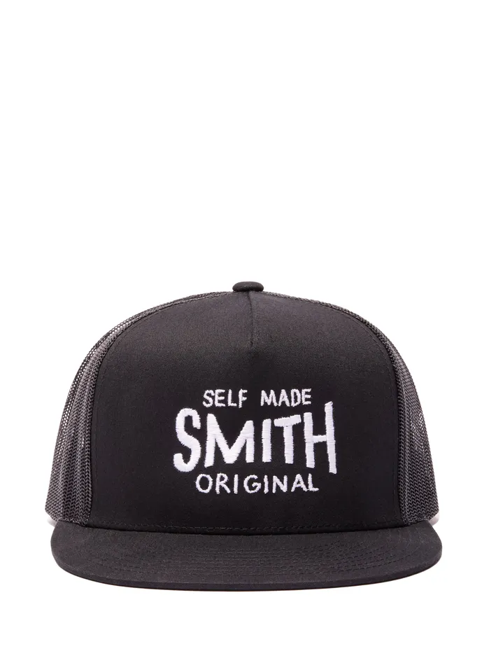 WE ARE ALL SMITH SELF MADE SMITH Black Embroidered Trucker Cap Rings