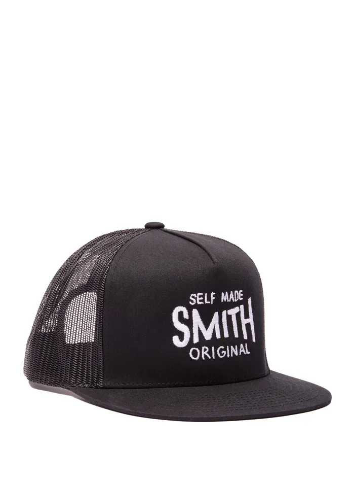 WE ARE ALL SMITH SELF MADE SMITH Black Embroidered Trucker Cap Rings WE ARE ALL SMITH SELF MADE SMITH Black Embroidered Trucker Cap Rings