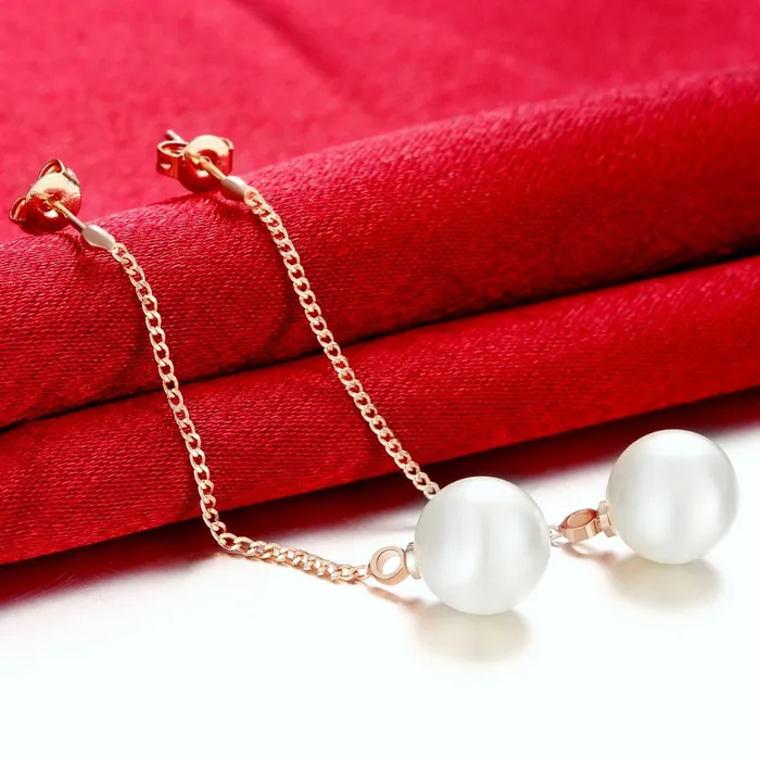 Yellow Chimes 18K Rose Gold Plated Pearl Dangler Earrings for Women Girls Yellow Chimes Bracelets