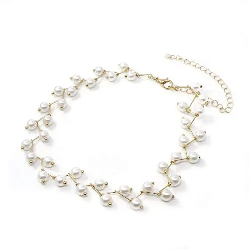 Yellow Chimes Adorable Simulated Pearl Link Chain Neck Strap Short Choker Necklace for Women and Girls Yellow Chimes Rings