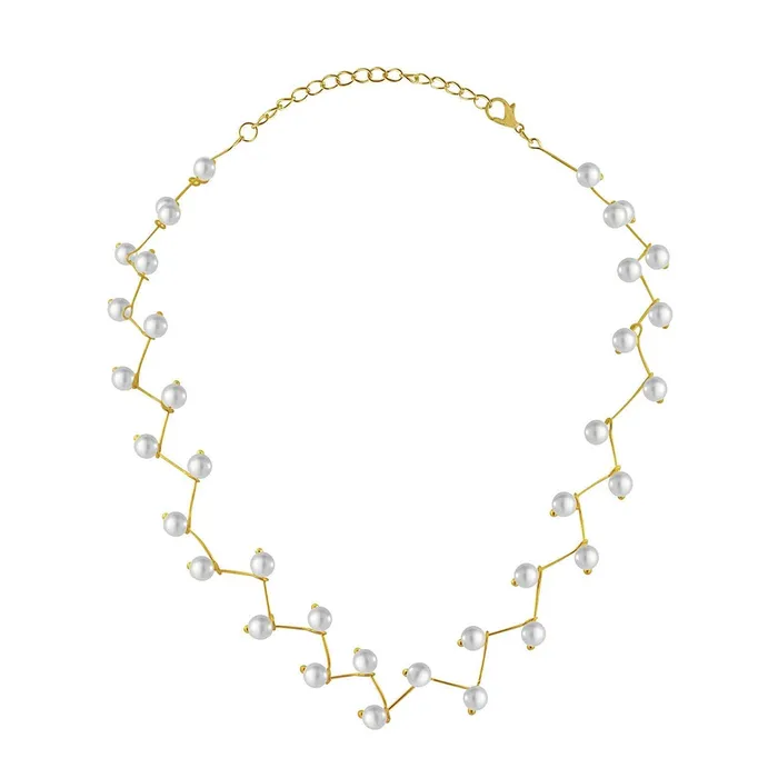 Yellow Chimes Adorable Simulated Pearl Link Chain Neck Strap Short Choker Necklace for Women and Girls Yellow Chimes Rings