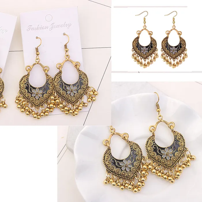 Yellow Chimes Antique Looks Afghani Tribal Fusion Chandbali Earrings for Women Girls Yellow Chimes Earrings