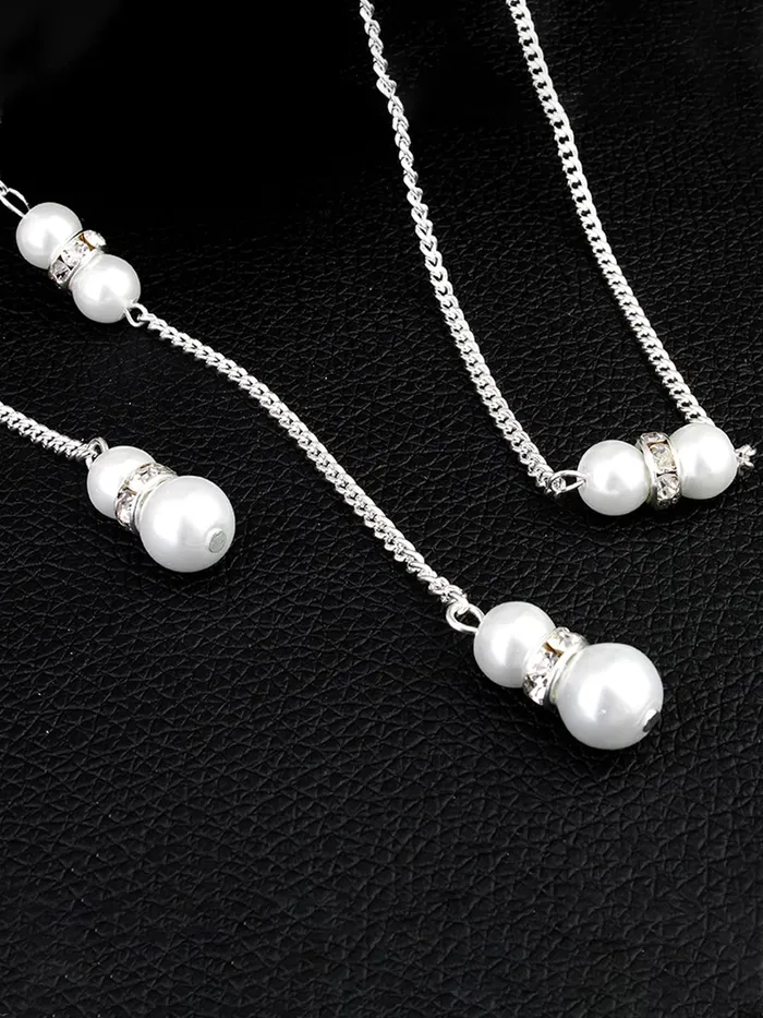 Yellow Chimes Back Necklace For Women Silver Tone Pearl Embellished Back Chain For Women and Girls Yellow Chimes Bracelets