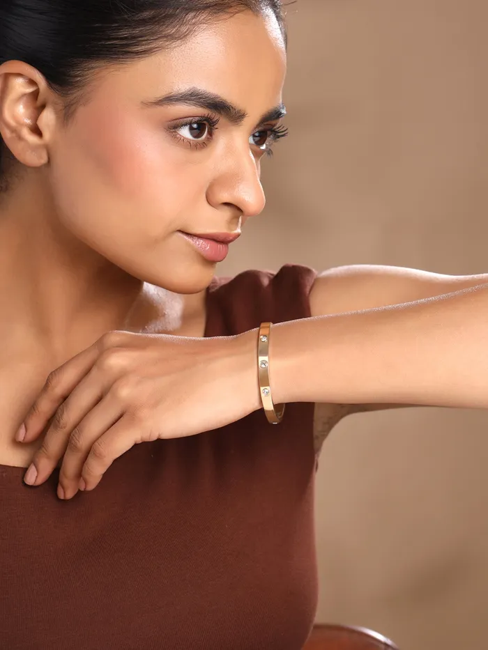 Yellow Chimes Bangle Bracelet for Woman Fashion Rose Gold Kada Bracelet Hand Accessories for Women Crystal Bangles Bracelets for Girls Birthday Gift for Women Anniversary Gift for Wife Yellow Chimes Earrings