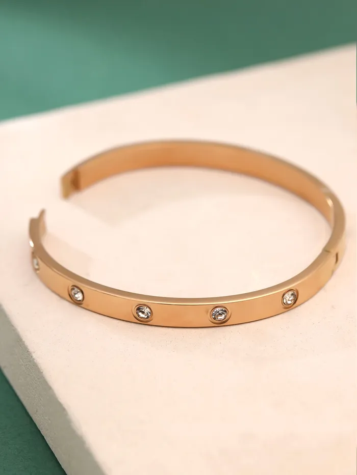 Yellow Chimes Bangle Bracelet for Woman Fashion Rose Gold Kada Bracelet Hand Accessories for Women Crystal Bangles Bracelets for Girls Birthday Gift for Women Anniversary Gift for Wife Yellow Chimes Earrings