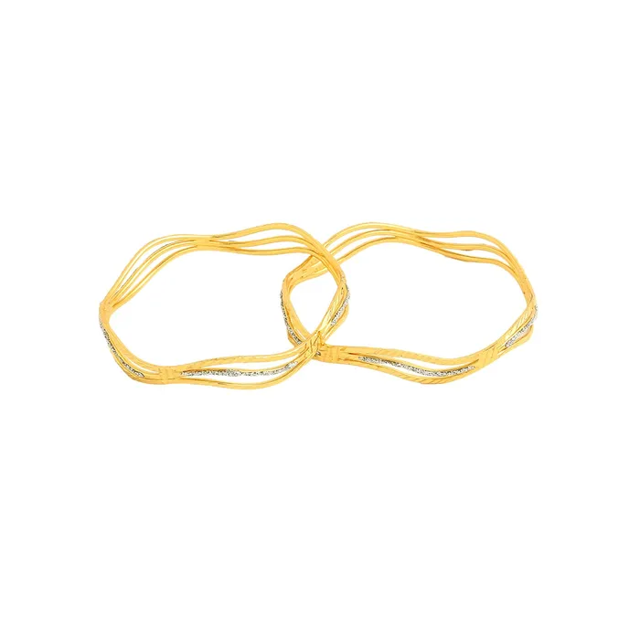 Yellow Chimes Bangles for Women 2 PCS Golden Bangles Gold Plated Traditional Bangles for Women and Girls Birthday Gift For Girls and Women Anniversary Gift for Wife Yellow Chimes Rings