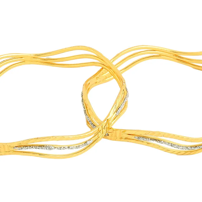 Yellow Chimes Bangles for Women 2 PCS Golden Bangles Gold Plated Traditional Bangles for Women and Girls Birthday Gift For Girls and Women Anniversary Gift for Wife Yellow Chimes Rings