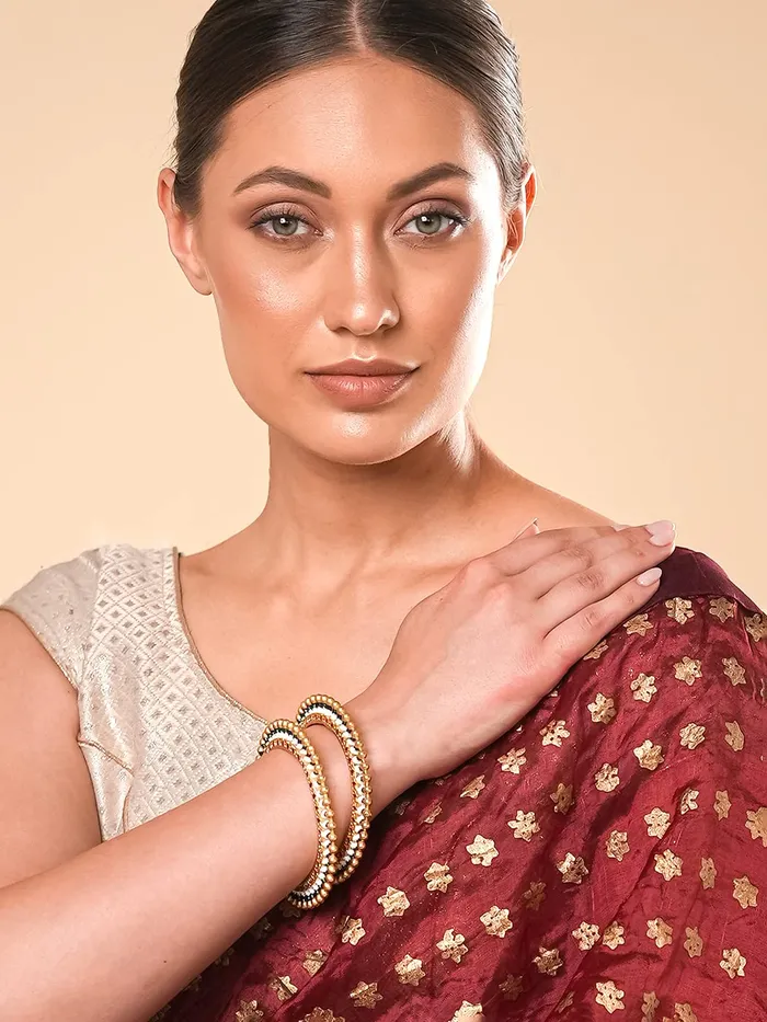 Yellow Chimes Bangles for Women Gold Toned Beads Designed Meenakari Touch Traditional Bangles for Women and Girls Yellow Chimes Bracelets