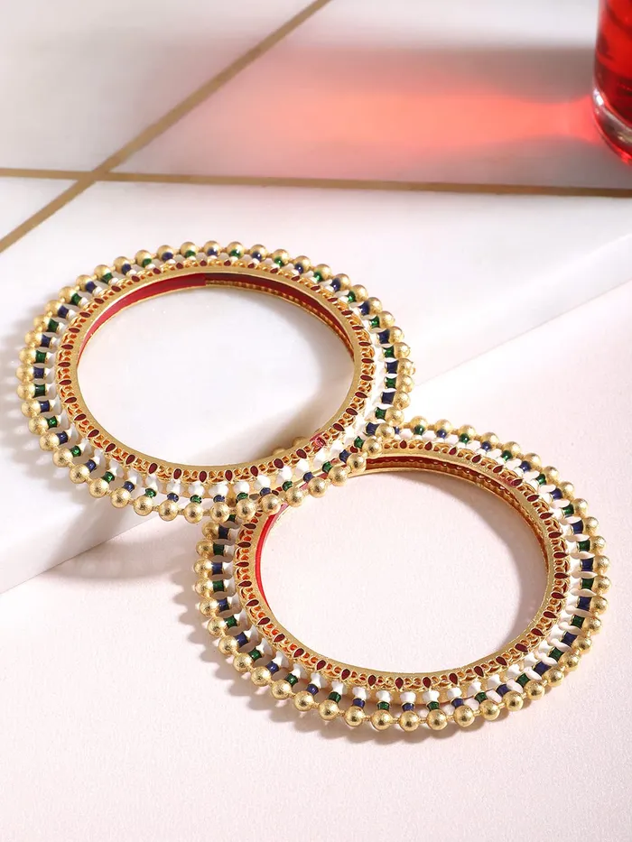 Yellow Chimes Bangles for Women Gold Toned Beads Designed Meenakari Touch Traditional Bangles for Women and Girls Yellow Chimes Bracelets