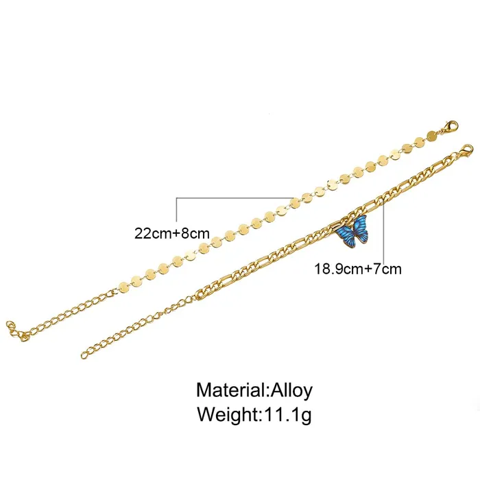 Yellow Chimes Bracelet For Women Gold Tone Dual Layer Chain With Blue Color Butterfly Charm Hanging Bracelet For Women and Girls Yellow Chimes Earrings