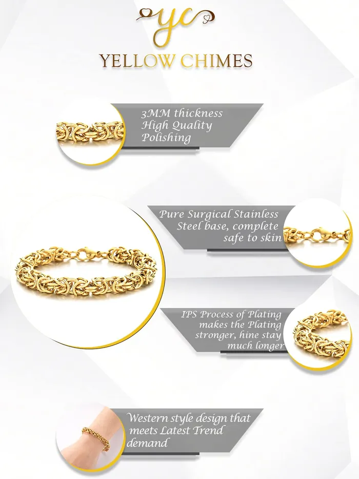 Yellow Chimes Bracelets for Men and Boys Bracelet for Men Stainless Steel Linked Chain Bracelet Birthday Gift for Men and Boys Anniversary Gift for Husband Bracelet 3 Yellow Chimes Necklaces