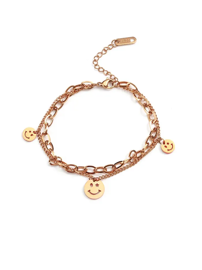 Yellow Chimes Bracelets Yellow Chimes Charm Bracelet for Women Rose GoldPlated Stainless Steel Link Chain Smiley Charm Bracelet For Women and Girls Yellow Chimes Bracelets Yellow Chimes Charm Bracelet for Women Rose GoldPlated Stainless Steel Link Chain Smiley Charm Bracelet For Women and Girls