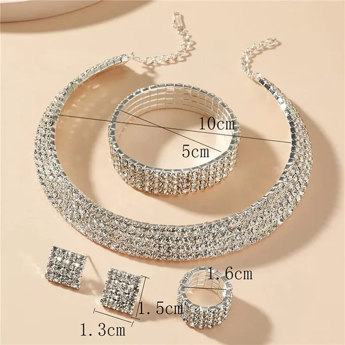 Yellow Chimes Bracelets Yellow Chimes Crystal Jewellery Set for Women Crystal Jewelry Set Silver Plated Choker Necklace Set with Earrings for Women and Girls Design 17