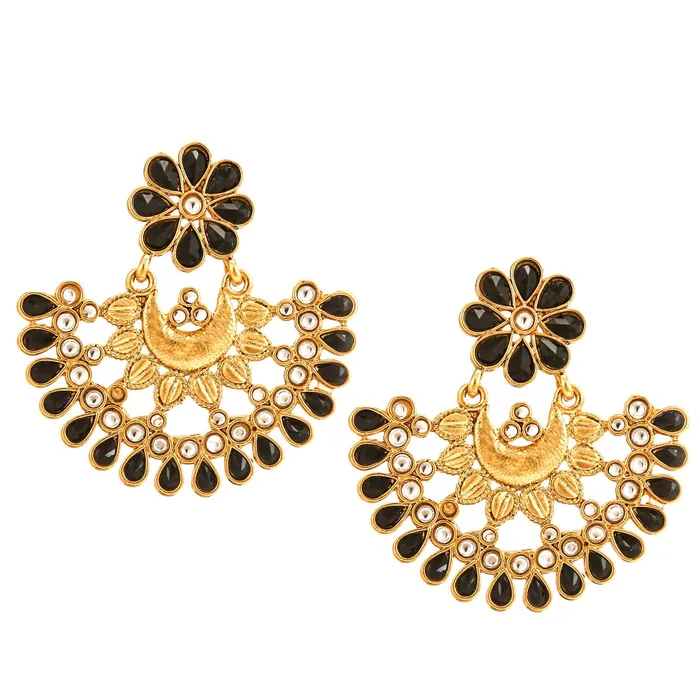 Yellow Chimes Bracelets Yellow Chimes Ethnic Black Kundan Studded Traditional Gold Plated Chand Bali Earrings for Women and Girls Yellow Chimes Bracelets Yellow Chimes Ethnic Black Kundan Studded Traditional Gold Plated Chand Bali Earrings for Women and Girls