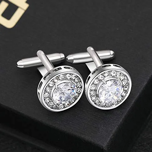 Yellow Chimes Bracelets Yellow Chimes Exclusive Collection Stainless Steel Crystal studded Silver Cuff Links for Men